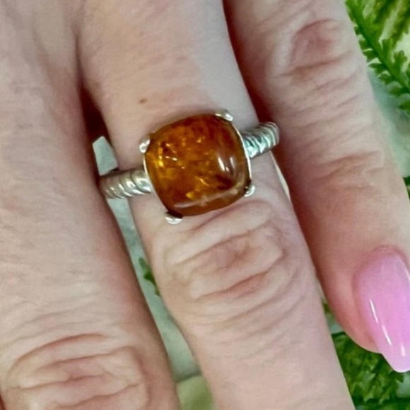 Vintage Designer Baltic Amber Ring. Cable Band Solid 925 Sterling Silver - Picture 14 of 16